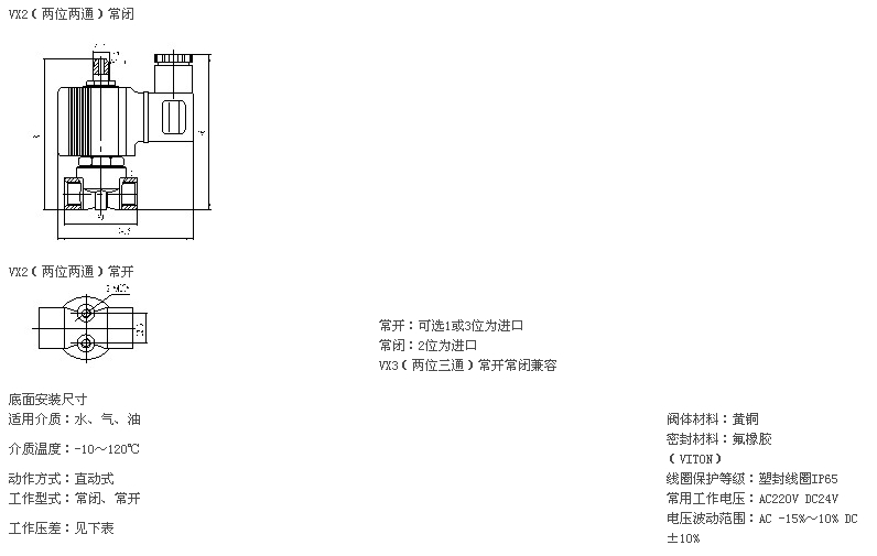 两位两通气液电磁阀